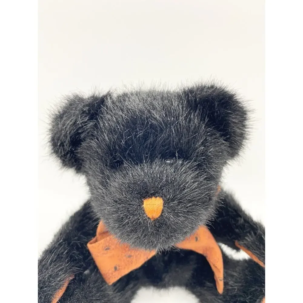8.5” Boyds Bears Black Jointed W/ Orange Paw Print‎ Bow Bear Yankee Candle